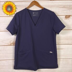 FIGS Technical Collection Casma V-Neck Scrub Top Navy Blue Womens Medium 1601